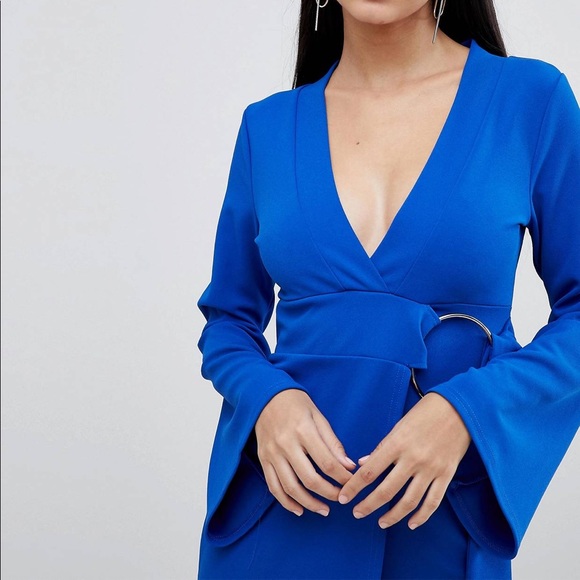 NWT ASOS blue wrap style dress Moody floral - Picture 3 of 5